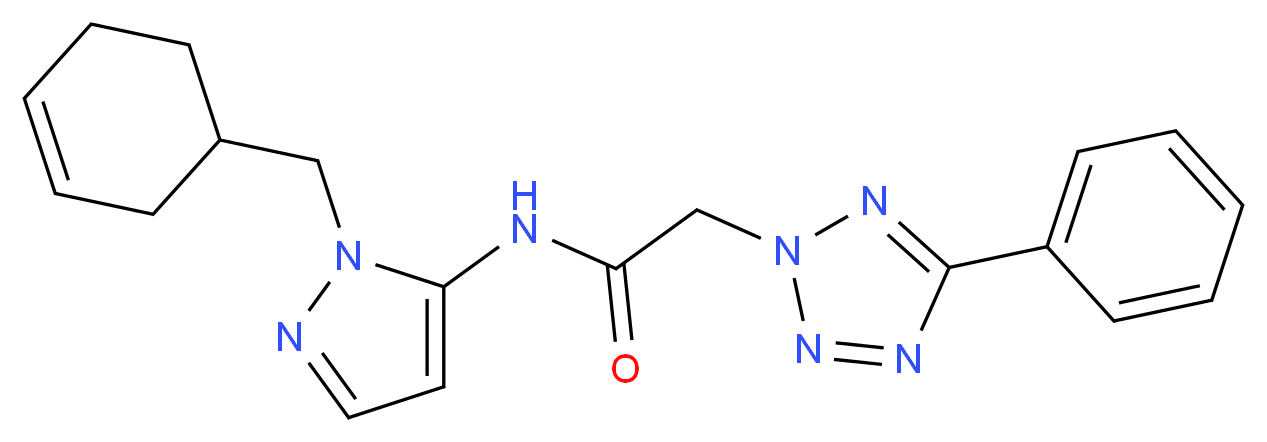 N-[1-(3-cyclohexen-1-ylmethyl)-1H-pyrazol-5-yl]-2-(5-phenyl-2H-tetrazol-2-yl)acetamide_分子结构_CAS_)