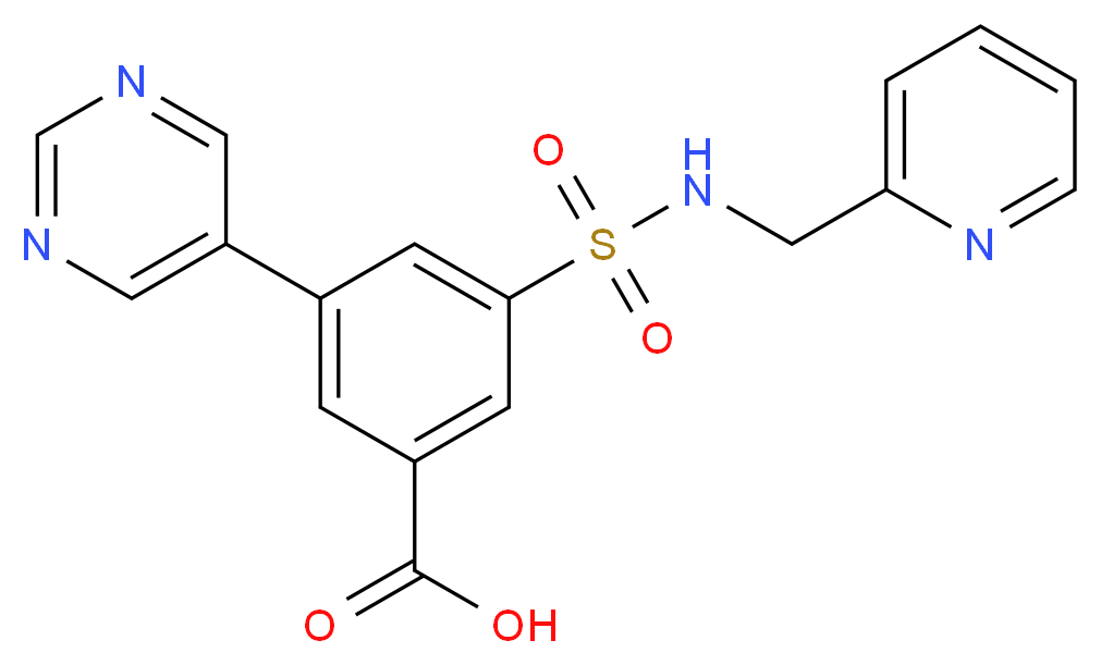 3-{[(pyridin-2-ylmethyl)amino]sulfonyl}-5-pyrimidin-5-ylbenzoic acid_分子结构_CAS_)