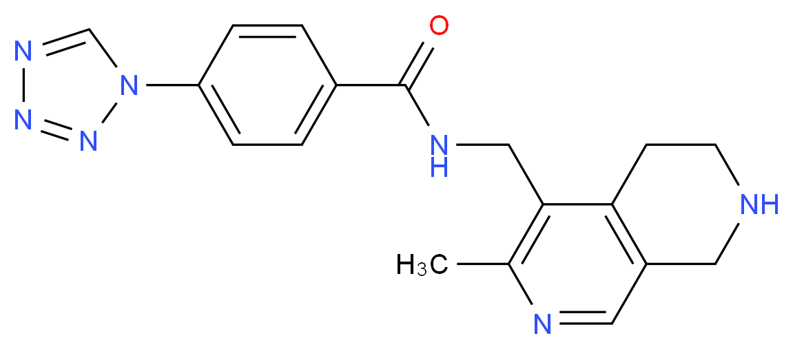 N-[(3-methyl-5,6,7,8-tetrahydro-2,7-naphthyridin-4-yl)methyl]-4-(1H-tetrazol-1-yl)benzamide_分子结构_CAS_)