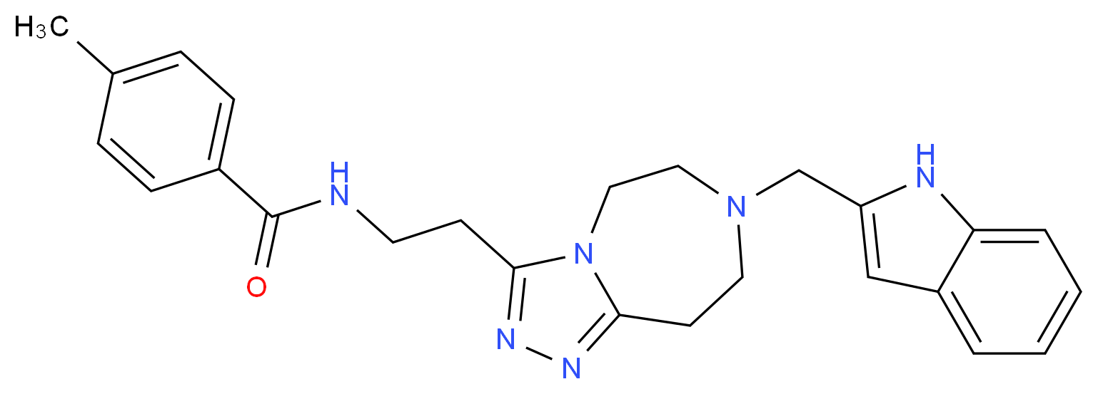N-{2-[7-(1H-indol-2-ylmethyl)-6,7,8,9-tetrahydro-5H-[1,2,4]triazolo[4,3-d][1,4]diazepin-3-yl]ethyl}-4-methylbenzamide_分子结构_CAS_)