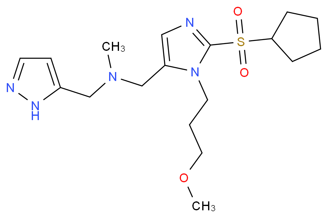 1-[2-(cyclopentylsulfonyl)-1-(3-methoxypropyl)-1H-imidazol-5-yl]-N-methyl-N-(1H-pyrazol-5-ylmethyl)methanamine_分子结构_CAS_)
