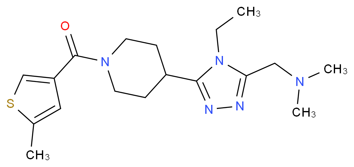 1-(4-ethyl-5-{1-[(5-methyl-3-thienyl)carbonyl]piperidin-4-yl}-4H-1,2,4-triazol-3-yl)-N,N-dimethylmethanamine_分子结构_CAS_)