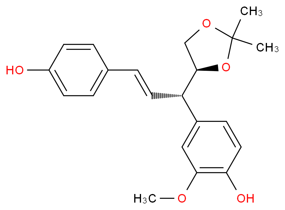 4-[(1S,2E)-1-[(4S)-2,2-dimethyl-1,3-dioxolan-4-yl]-3-(4-hydroxyphenyl)prop-2-en-1-yl]-2-methoxyphenol_分子结构_CAS_864719-19-7