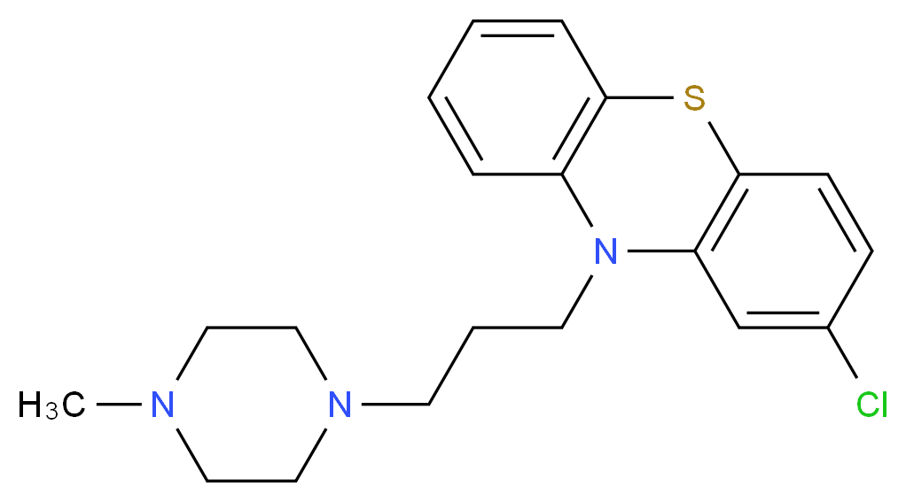 2-chloro-10-[3-(4-methylpiperazin-1-yl)propyl]-10H-phenothiazine_分子结构_CAS_58-38-8