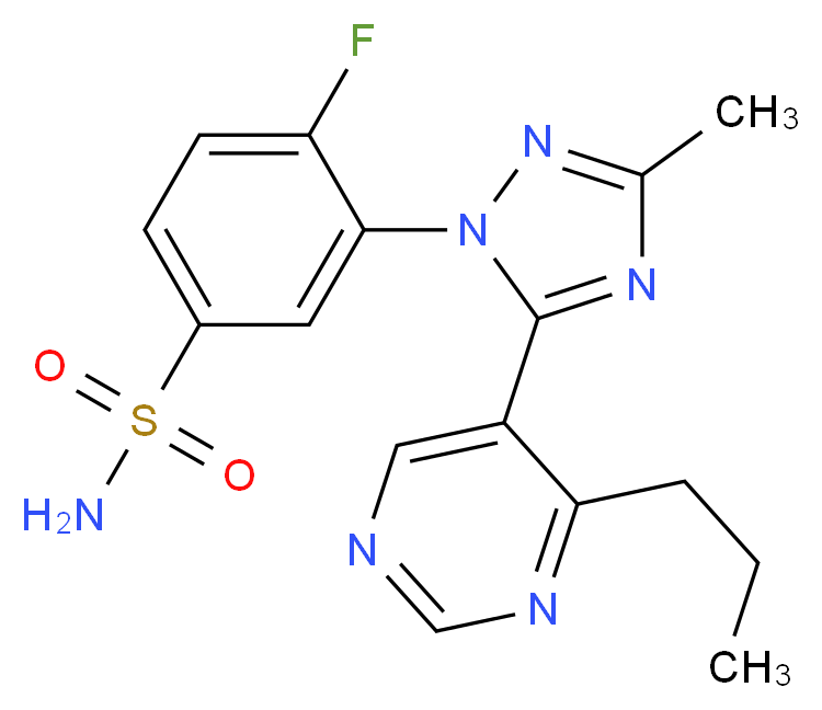 4-fluoro-3-[3-methyl-5-(4-propylpyrimidin-5-yl)-1H-1,2,4-triazol-1-yl]benzenesulfonamide_分子结构_CAS_)