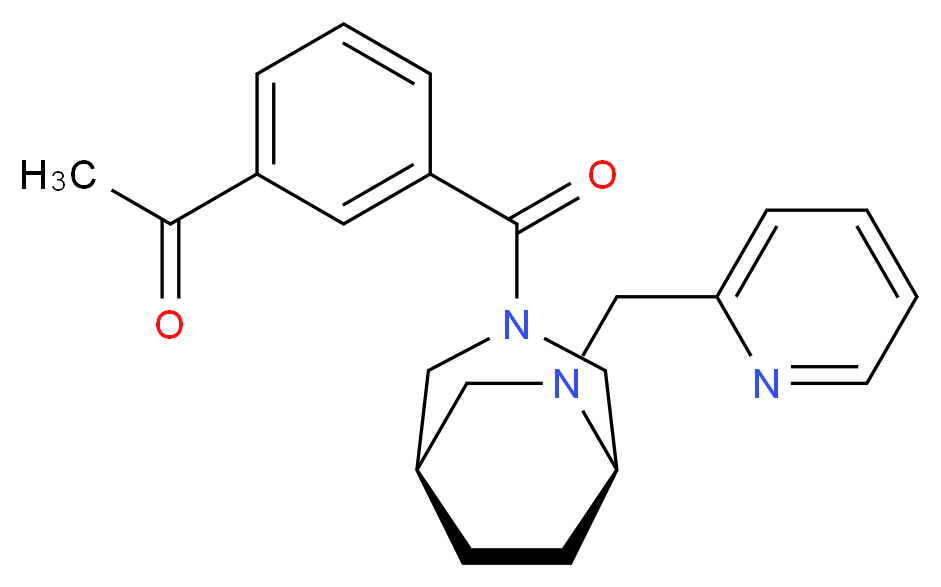 1-(3-{[(1R*,5R*)-6-(2-pyridinylmethyl)-3,6-diazabicyclo[3.2.2]non-3-yl]carbonyl}phenyl)ethanone_分子结构_CAS_)
