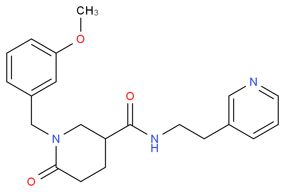 1-(3-methoxybenzyl)-6-oxo-N-[2-(3-pyridinyl)ethyl]-3-piperidinecarboxamide_分子结构_CAS_)
