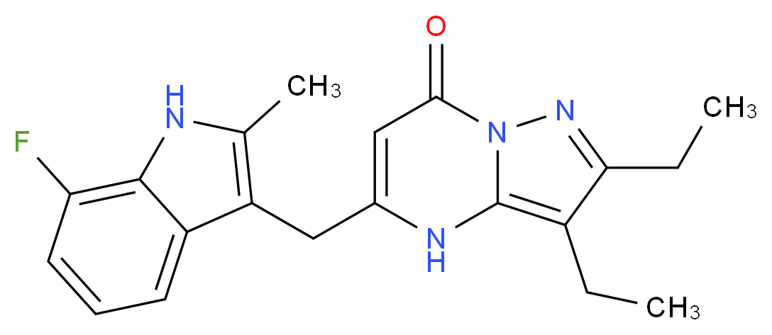 2,3-diethyl-5-[(7-fluoro-2-methyl-1H-indol-3-yl)methyl]pyrazolo[1,5-a]pyrimidin-7(4H)-one_分子结构_CAS_)
