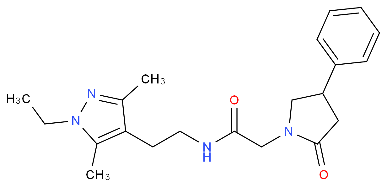 N-[2-(1-ethyl-3,5-dimethyl-1H-pyrazol-4-yl)ethyl]-2-(2-oxo-4-phenylpyrrolidin-1-yl)acetamide_分子结构_CAS_)
