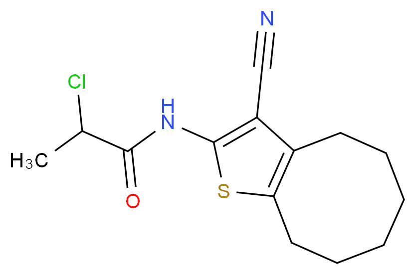 2-Chloro-N-(3-cyano-4,5,6,7,8,9-hexahydrocycloocta-[b]thien-2-yl)propanamide_分子结构_CAS_)