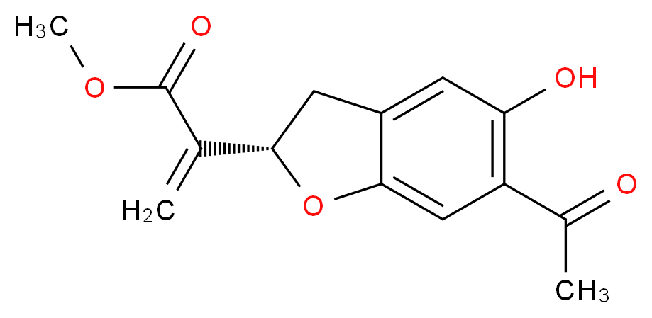methyl 2-[(2S)-6-acetyl-5-hydroxy-2,3-dihydro-1-benzofuran-2-yl]prop-2-enoate_分子结构_CAS_617722-56-2