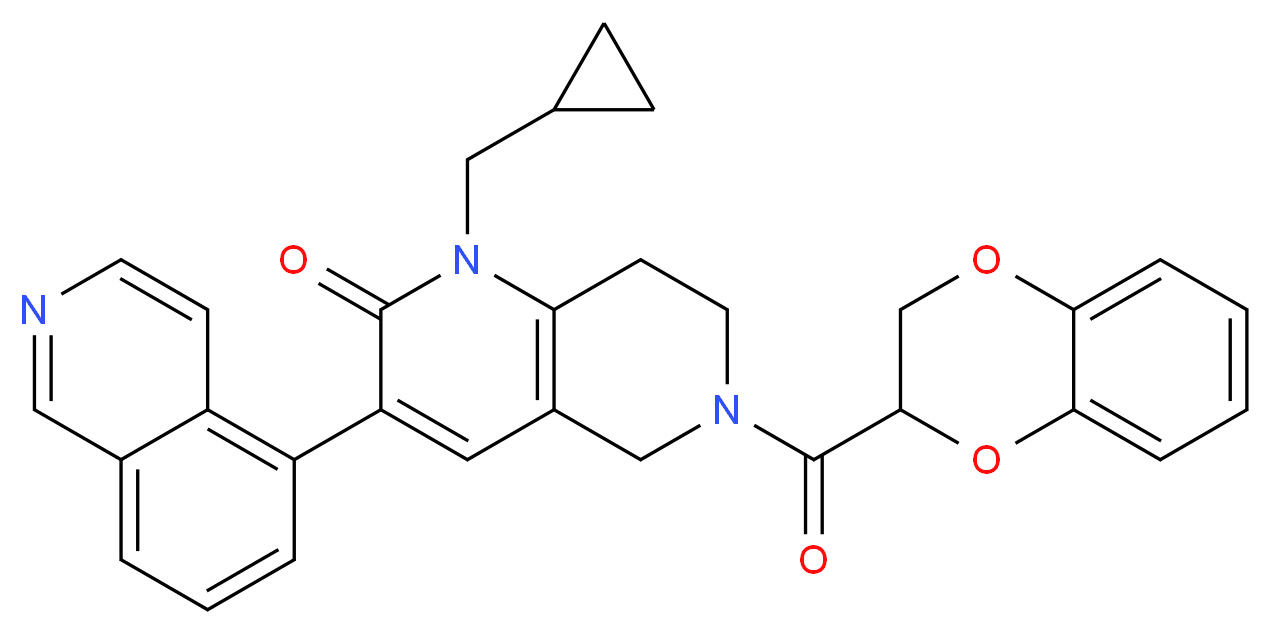 1-(cyclopropylmethyl)-6-(2,3-dihydro-1,4-benzodioxin-2-ylcarbonyl)-3-(5-isoquinolinyl)-5,6,7,8-tetrahydro-1,6-naphthyridin-2(1H)-one_分子结构_CAS_)