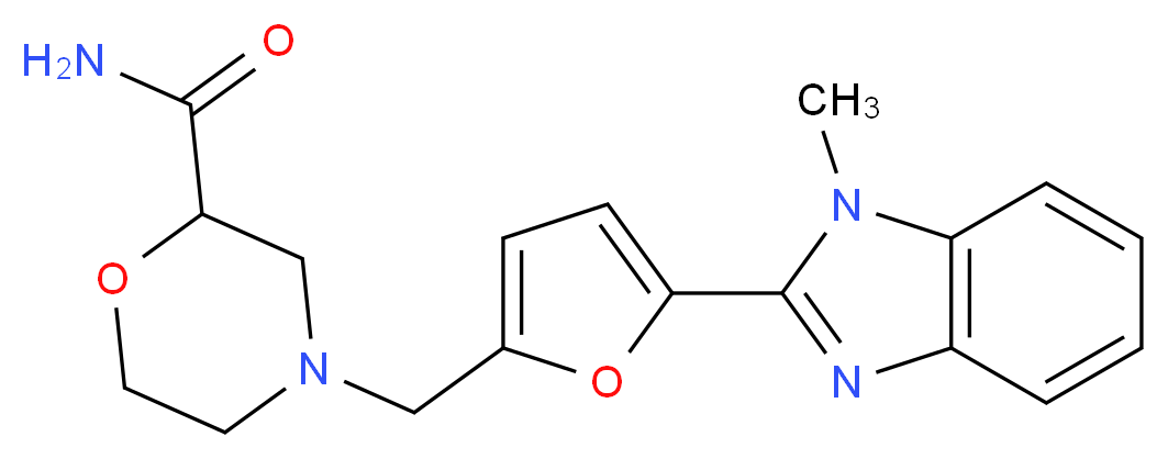 4-{[5-(1-methyl-1H-benzimidazol-2-yl)-2-furyl]methyl}morpholine-2-carboxamide_分子结构_CAS_)