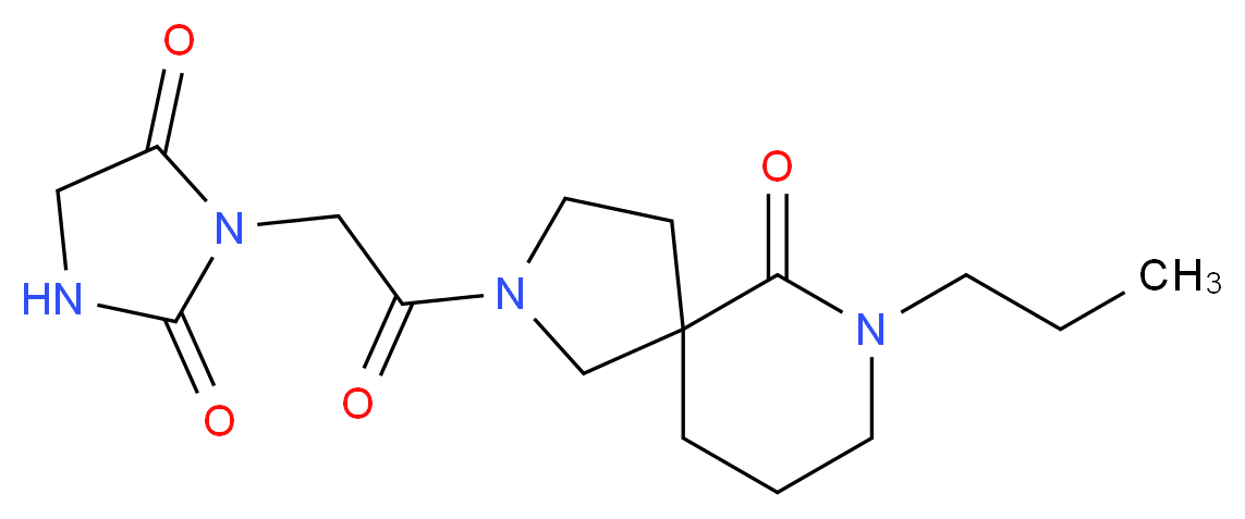 3-[2-oxo-2-(6-oxo-7-propyl-2,7-diazaspiro[4.5]dec-2-yl)ethyl]imidazolidine-2,4-dione_分子结构_CAS_)
