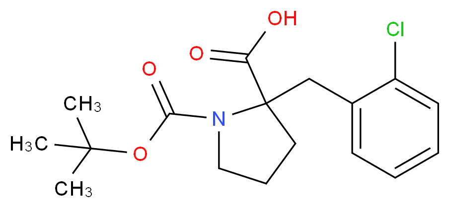 1-[(tert-butoxy)carbonyl]-2-[(2-chlorophenyl)methyl]pyrrolidine-2-carboxylic acid_分子结构_CAS_351002-86-3