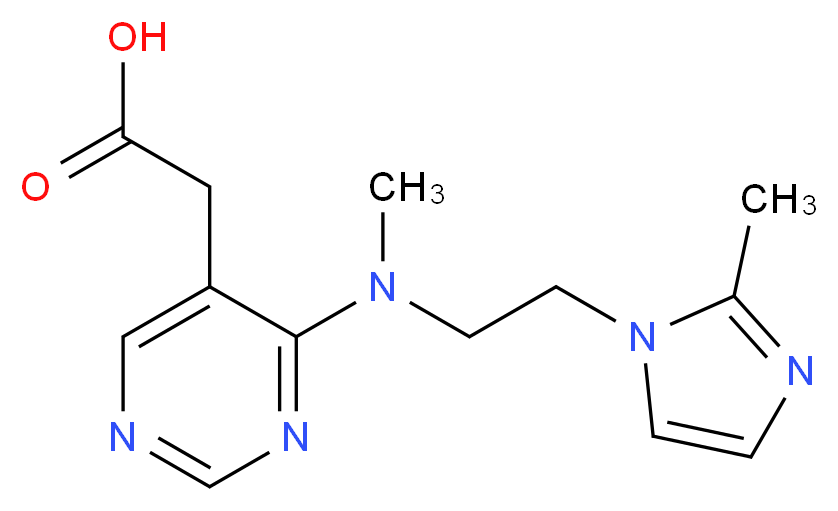 (4-{methyl[2-(2-methyl-1H-imidazol-1-yl)ethyl]amino}pyrimidin-5-yl)acetic acid_分子结构_CAS_)