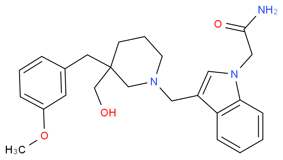 2-(3-{[3-(hydroxymethyl)-3-(3-methoxybenzyl)-1-piperidinyl]methyl}-1H-indol-1-yl)acetamide_分子结构_CAS_)