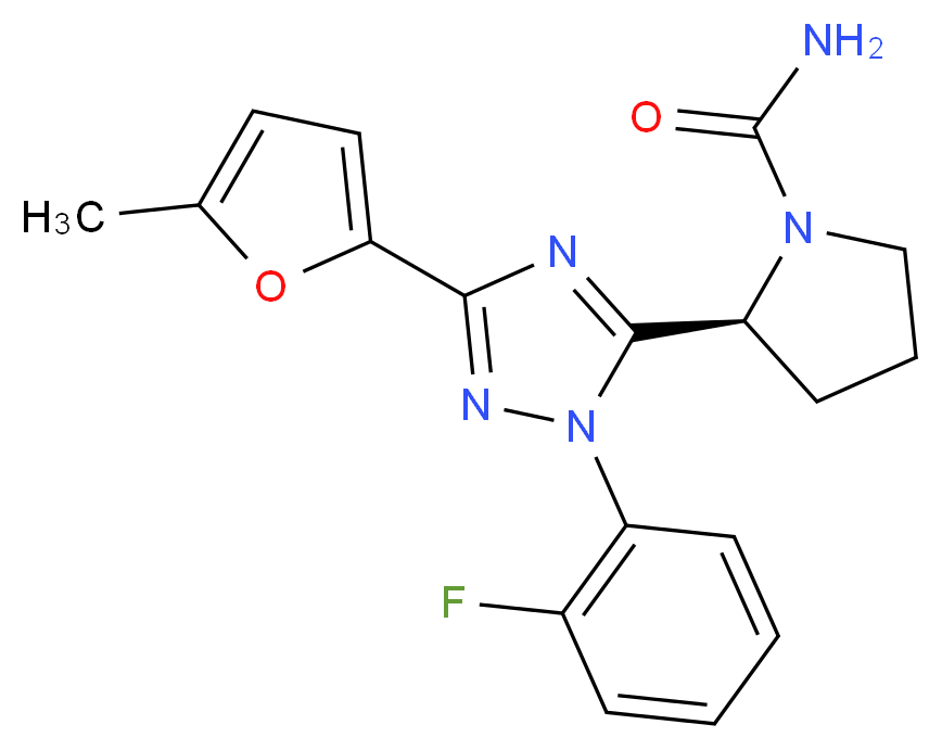 (2S)-2-[1-(2-fluorophenyl)-3-(5-methyl-2-furyl)-1H-1,2,4-triazol-5-yl]pyrrolidine-1-carboxamide_分子结构_CAS_)