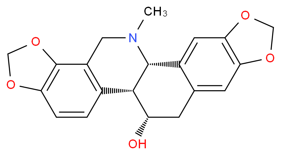 (1S,12S,13R)-24-methyl-5,7,18,20-tetraoxa-24-azahexacyclo[11.11.0.0<sup>2</sup>,<sup>1</sup><sup>0</sup>.0<sup>4</sup>,<sup>8</sup>.0<sup>1</sup><sup>4</sup>,<sup>2</sup><sup>2</sup>.0<sup>1</sup><sup>7</sup>,<sup>2</sup><sup>1</sup>]tetracosa-2,4(8),9,14(22),15,17(21)-hexaen-12-ol_分子结构_CAS_476-32-4