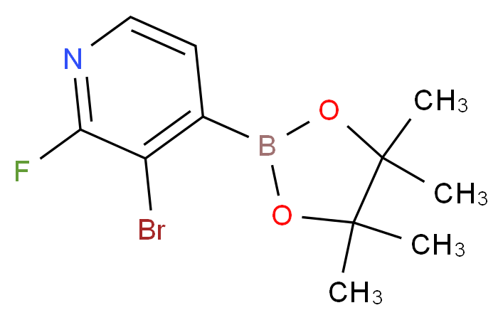 3-bromo-2-fluoro-4-(tetramethyl-1,3,2-dioxaborolan-2-yl)pyridine_分子结构_CAS_1150561-78-6