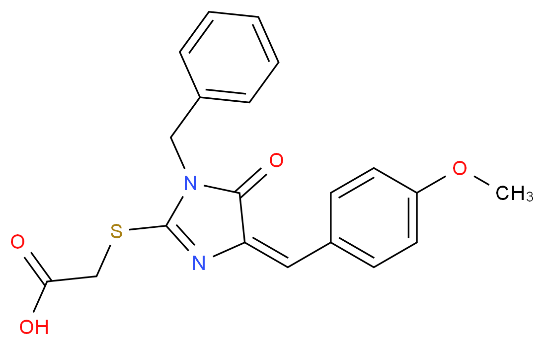 [1-Benzyl-4-(4-methoxy-benzylidene)-5-oxo-4,5-dihydro-1H-imidazol-2-ylsulfanyl]-acetic acid_分子结构_CAS_)