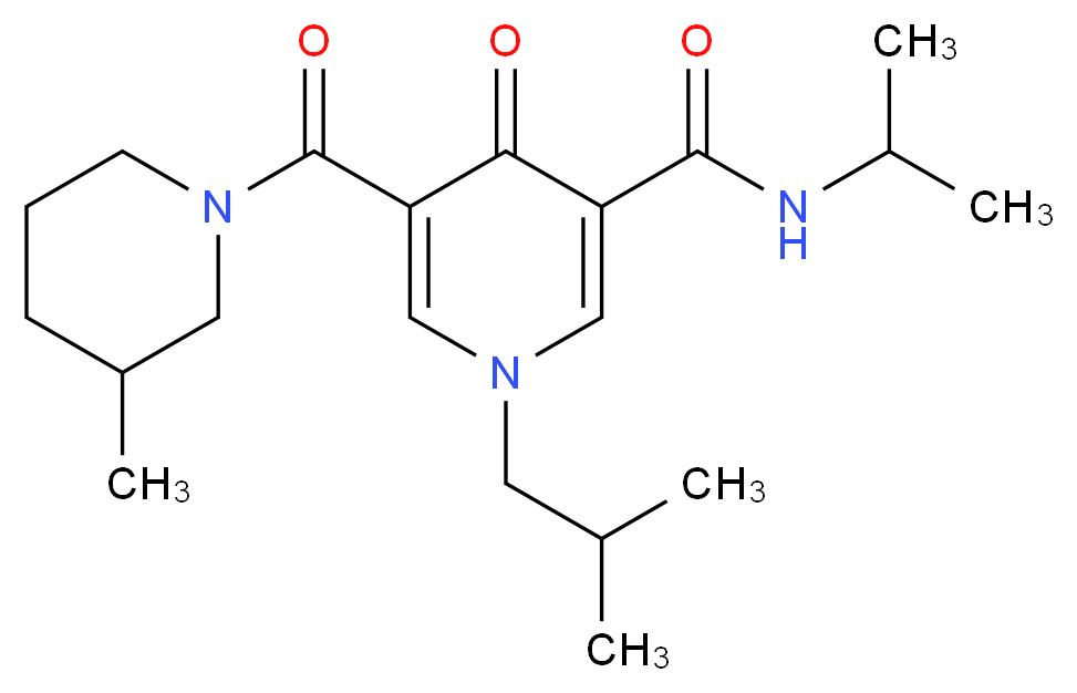 1-isobutyl-N-isopropyl-5-[(3-methyl-1-piperidinyl)carbonyl]-4-oxo-1,4-dihydro-3-pyridinecarboxamide_分子结构_CAS_)