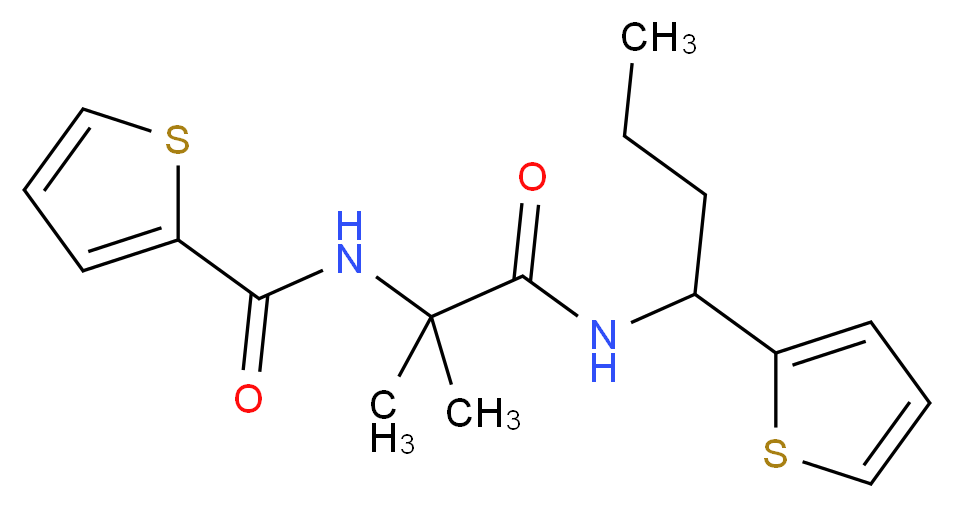 N-(1,1-dimethyl-2-oxo-2-{[1-(2-thienyl)butyl]amino}ethyl)thiophene-2-carboxamide_分子结构_CAS_)