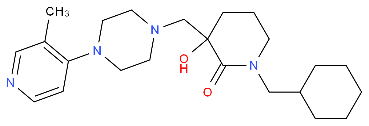 1-(cyclohexylmethyl)-3-hydroxy-3-{[4-(3-methylpyridin-4-yl)piperazin-1-yl]methyl}piperidin-2-one_分子结构_CAS_)