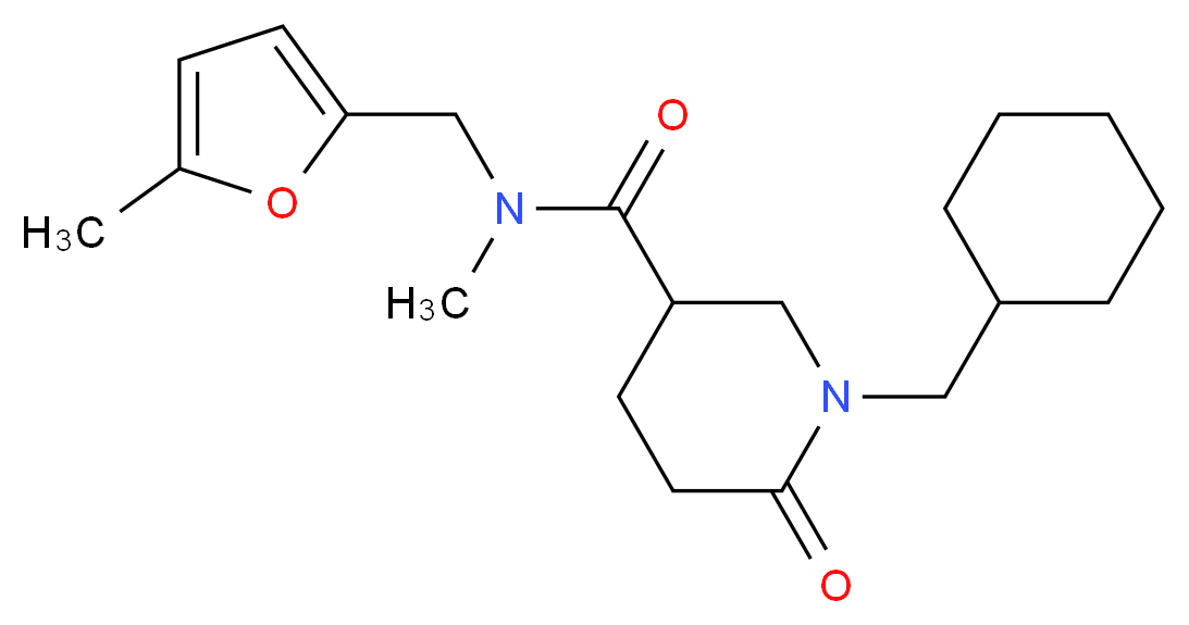 1-(cyclohexylmethyl)-N-methyl-N-[(5-methyl-2-furyl)methyl]-6-oxo-3-piperidinecarboxamide_分子结构_CAS_)