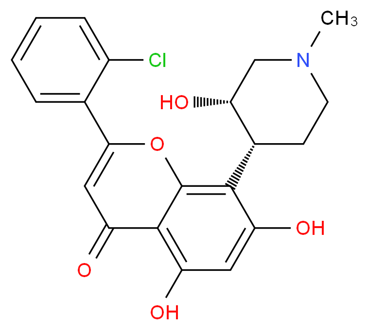 2-(2-chlorophenyl)-5,7-dihydroxy-8-[(3S,4R)-3-hydroxy-1-methylpiperidin-4-yl]-4H-chromen-4-one_分子结构_CAS_146426-40-6