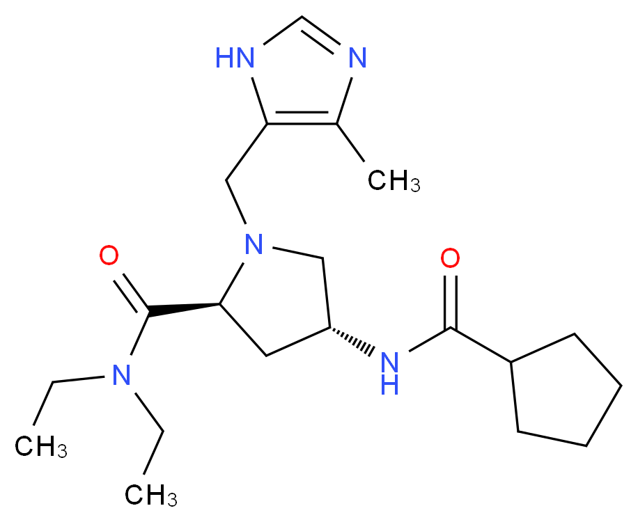 (4R)-4-[(cyclopentylcarbonyl)amino]-N,N-diethyl-1-[(4-methyl-1H-imidazol-5-yl)methyl]-L-prolinamide_分子结构_CAS_)