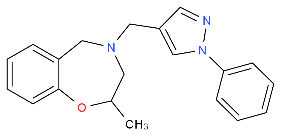 2-methyl-4-[(1-phenyl-1H-pyrazol-4-yl)methyl]-2,3,4,5-tetrahydro-1,4-benzoxazepine_分子结构_CAS_)