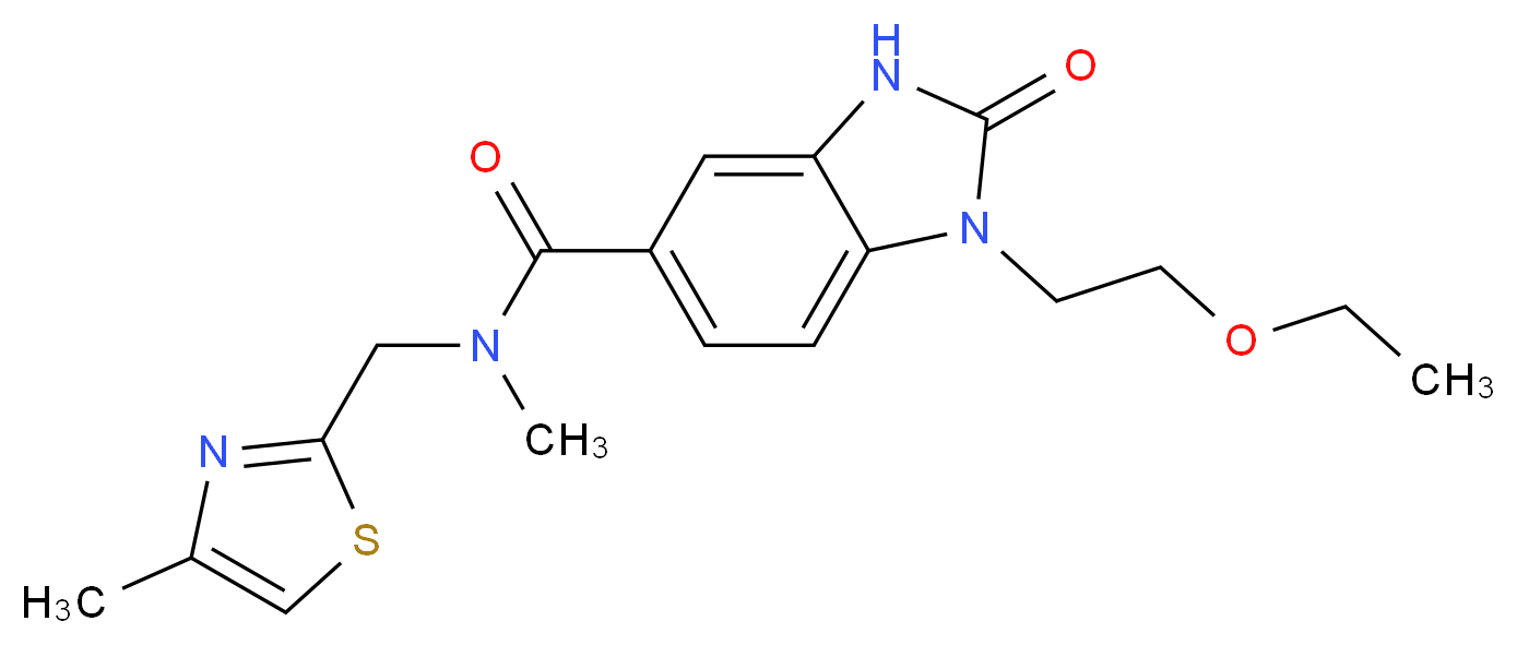 1-(2-ethoxyethyl)-N-methyl-N-[(4-methyl-1,3-thiazol-2-yl)methyl]-2-oxo-2,3-dihydro-1H-benzimidazole-5-carboxamide_分子结构_CAS_)