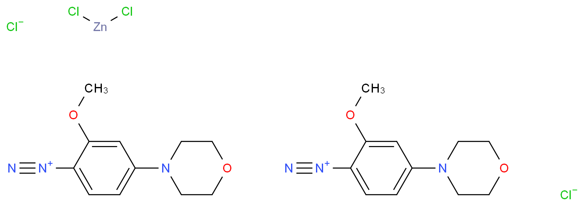 bis(2-methoxy-4-(morpholin-4-yl)benzene-1-diazonium) dichlorozinc dichloride_分子结构_CAS_67801-08-5