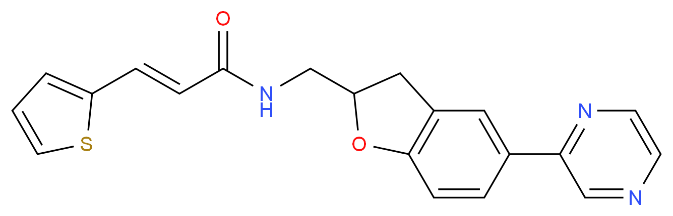 (2E)-N-{[5-(2-pyrazinyl)-2,3-dihydro-1-benzofuran-2-yl]methyl}-3-(2-thienyl)acrylamide_分子结构_CAS_)