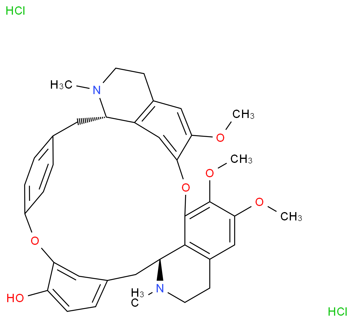 小檗胺 二盐酸盐_分子结构_CAS_6078-17-7)