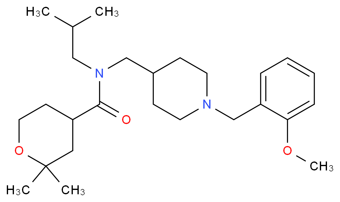 N-isobutyl-N-{[1-(2-methoxybenzyl)-4-piperidinyl]methyl}-2,2-dimethyltetrahydro-2H-pyran-4-carboxamide_分子结构_CAS_)