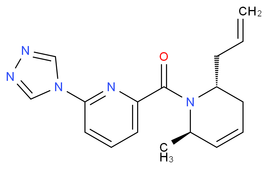 2-{[(2R*,6R*)-2-allyl-6-methyl-3,6-dihydropyridin-1(2H)-yl]carbonyl}-6-(4H-1,2,4-triazol-4-yl)pyridine_分子结构_CAS_)