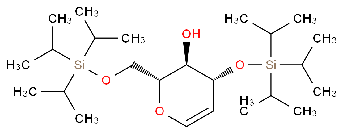 (2R,3R,4R)-4-{[tris(propan-2-yl)silyl]oxy}-2-({[tris(propan-2-yl)silyl]oxy}methyl)-3,4-dihydro-2H-pyran-3-ol_分子结构_CAS_343338-29-4