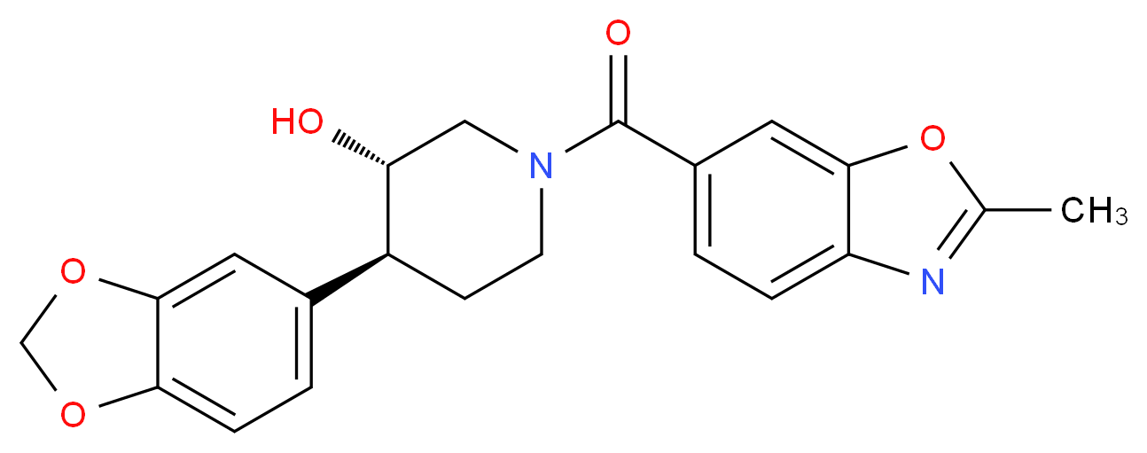 (3S*,4S*)-4-(1,3-benzodioxol-5-yl)-1-[(2-methyl-1,3-benzoxazol-6-yl)carbonyl]piperidin-3-ol_分子结构_CAS_)