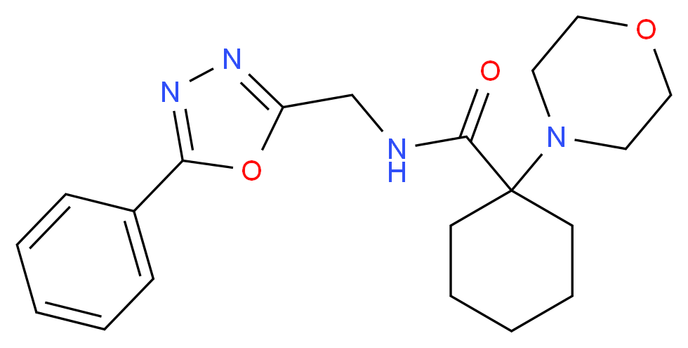 1-morpholin-4-yl-N-[(5-phenyl-1,3,4-oxadiazol-2-yl)methyl]cyclohexanecarboxamide_分子结构_CAS_)