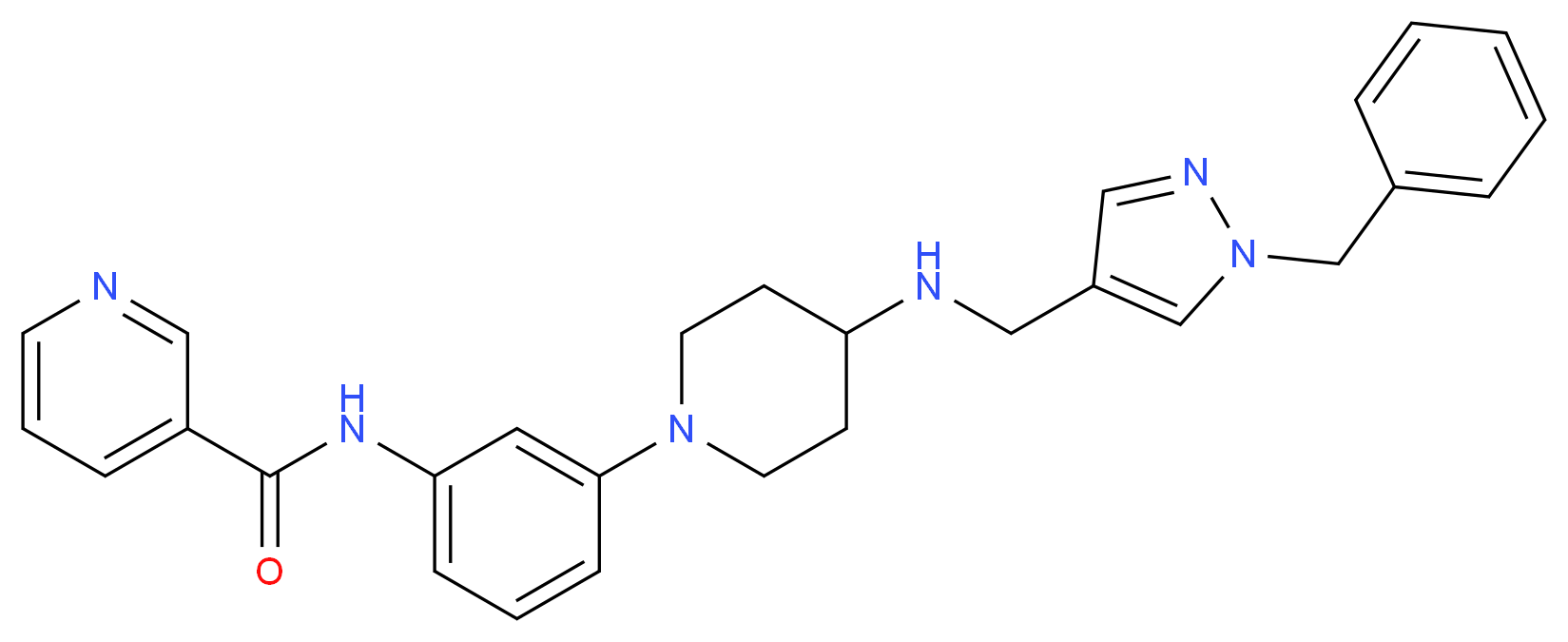 N-[3-(4-{[(1-benzyl-1H-pyrazol-4-yl)methyl]amino}-1-piperidinyl)phenyl]nicotinamide_分子结构_CAS_)