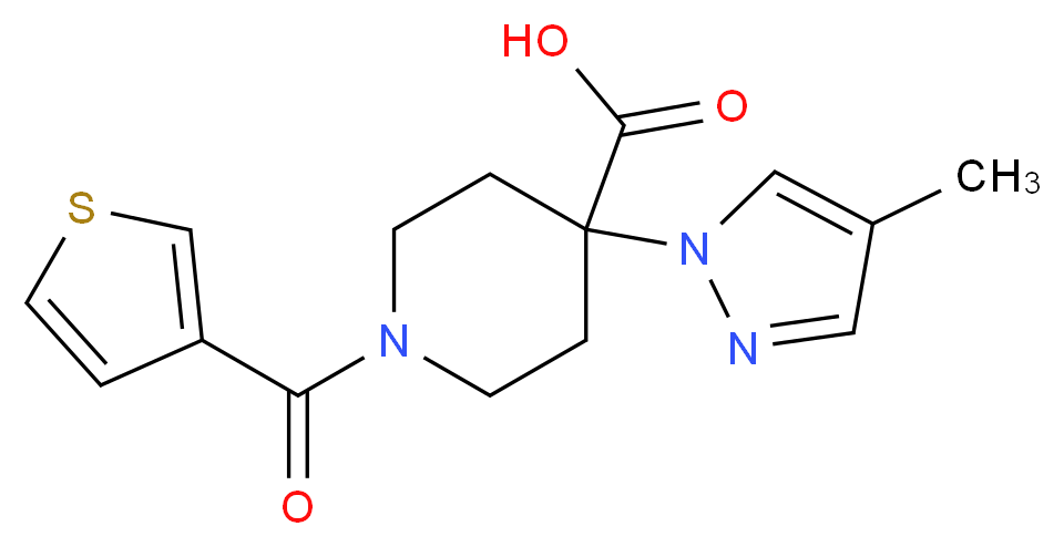 4-(4-methyl-1H-pyrazol-1-yl)-1-(3-thienylcarbonyl)piperidine-4-carboxylic acid_分子结构_CAS_)