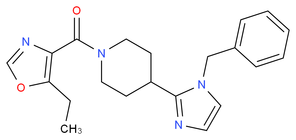 4-(1-benzyl-1H-imidazol-2-yl)-1-[(5-ethyl-1,3-oxazol-4-yl)carbonyl]piperidine_分子结构_CAS_)