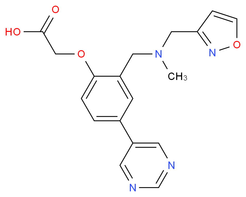 (2-{[(isoxazol-3-ylmethyl)(methyl)amino]methyl}-4-pyrimidin-5-ylphenoxy)acetic acid_分子结构_CAS_)
