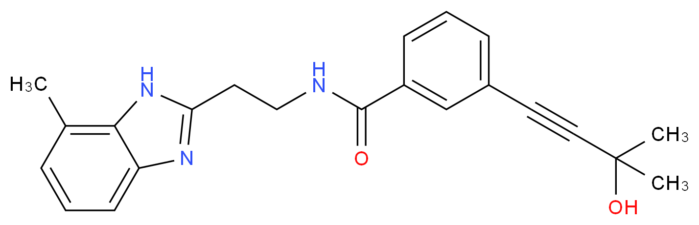 3-(3-hydroxy-3-methylbut-1-yn-1-yl)-N-[2-(7-methyl-1H-benzimidazol-2-yl)ethyl]benzamide_分子结构_CAS_)