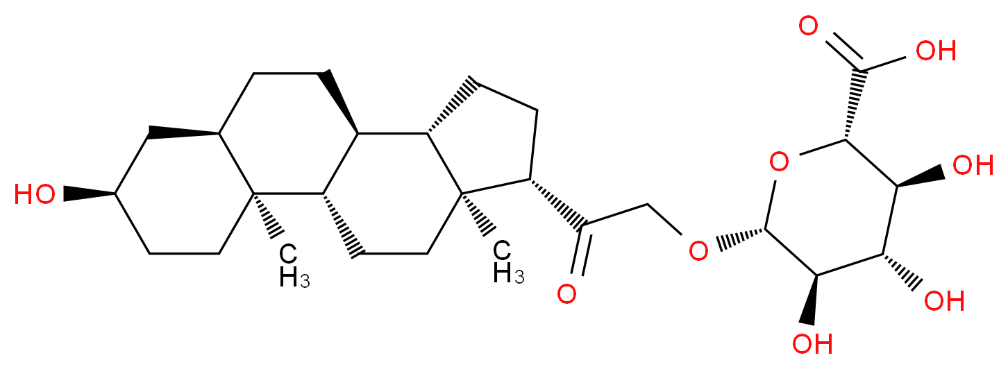 (2S,3S,4S,5R,6R)-3,4,5-trihydroxy-6-{2-[(1S,2S,5R,7R,10R,11S,14S,15S)-5-hydroxy-2,15-dimethyltetracyclo[8.7.0.0<sup>2</sup>,<sup>7</sup>.0<sup>1</sup><sup>1</sup>,<sup>1</sup><sup>5</sup>]heptadecan-14-yl]-2-oxoethoxy}oxane-2-carboxylic acid_分子结构_CAS_56162-37-9