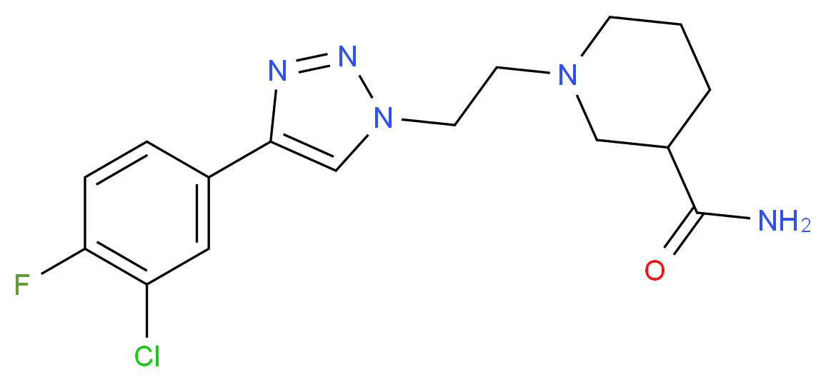 1-{2-[4-(3-chloro-4-fluorophenyl)-1H-1,2,3-triazol-1-yl]ethyl}piperidine-3-carboxamide_分子结构_CAS_)
