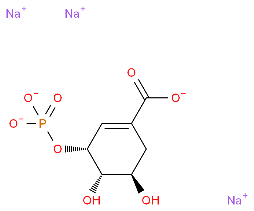 trisodium (3R,4S,5R)-4,5-dihydroxy-3-(phosphonatooxy)cyclohex-1-ene-1-carboxylate_分子结构_CAS_143393-03-7