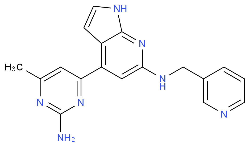 4-(2-amino-6-methylpyrimidin-4-yl)-N-(pyridin-3-ylmethyl)-1H-pyrrolo[2,3-b]pyridin-6-amine_分子结构_CAS_)